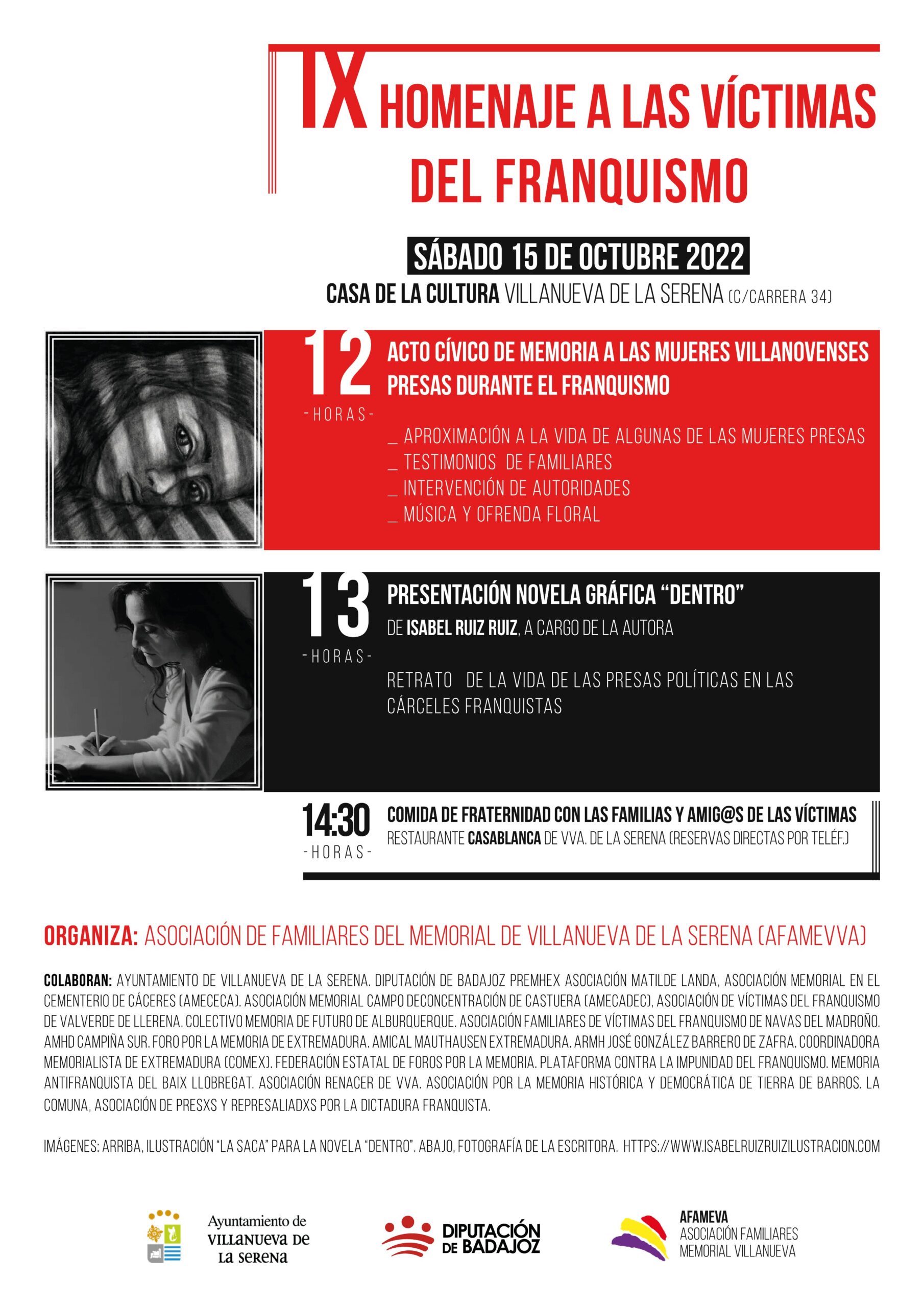 IX homenaje a las víctimas del franquismo en Villanueva de la Serena el sábado 15 de octubre a partir de las 12 horas.