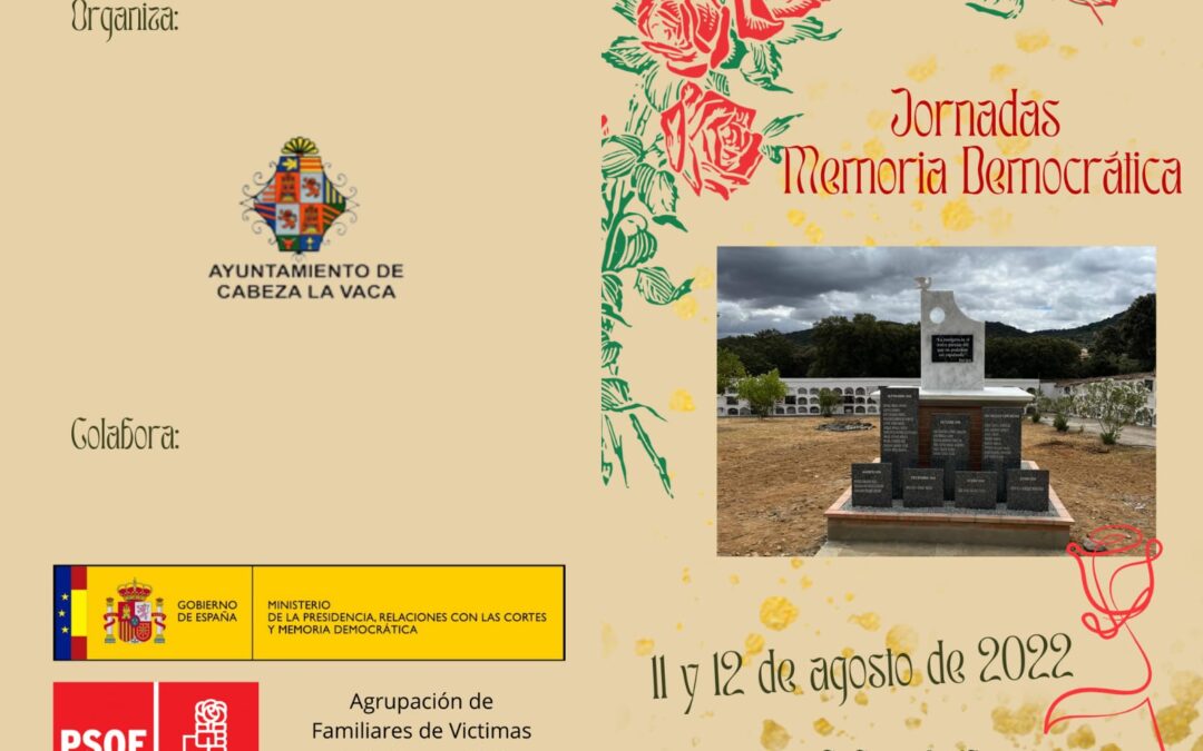 Jornadas de Memoria Democrática los días 11 y 12 de agosto en la localidad de Cabeza la Vaca.