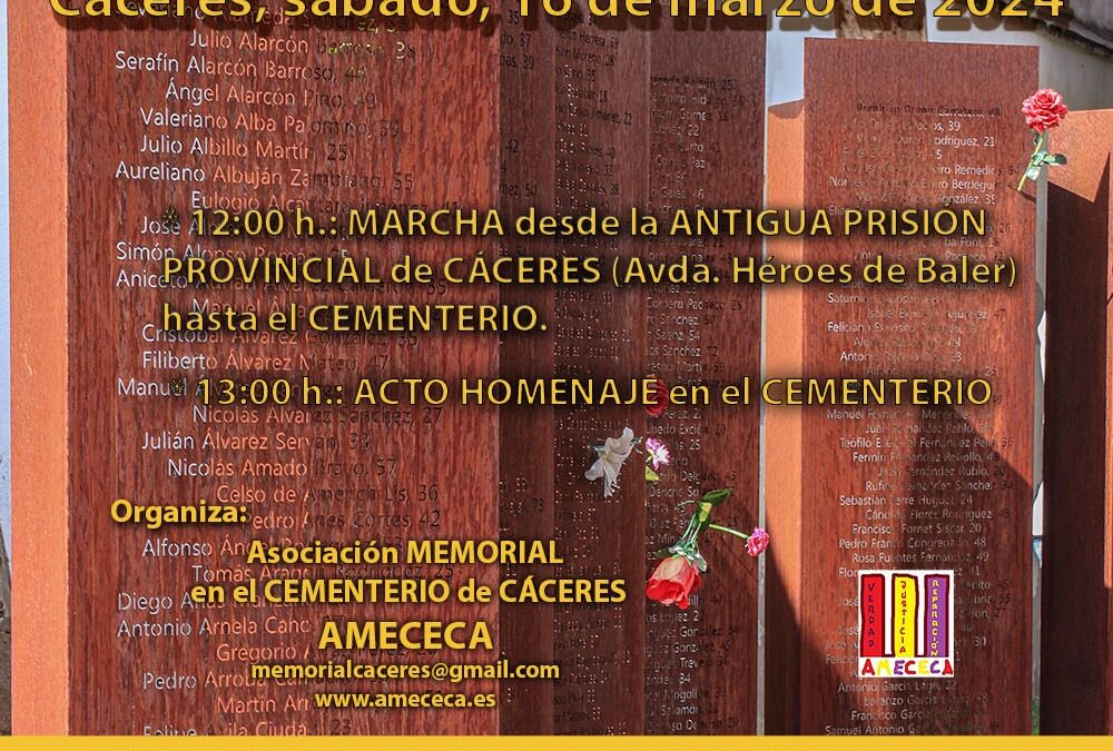 X Jornada-Homenaje a todas las víctimas del y personas represaliadas por el franquismo en la ciudad de Cáceres.